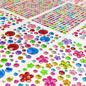 XINLIHONG Gem Stickers，2111pcs Rhinestones for Kids Crafting and Face Jewels Stick on Earrings. Jewel Stickers, Acrylic Bling Face Gems Decorative Diamond for Makeup & DIY，Muticolor, Assorted Size