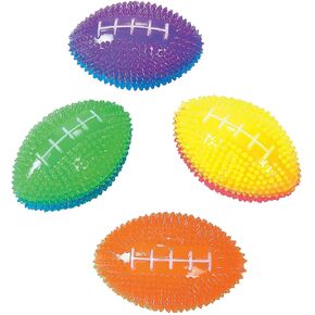 Light Up Small Footballs - Set of 12 Rubber Squishy Balls - Sports Party Favors and Active Play Toys