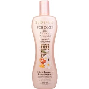 BioSilk for Dogs Silk Therapy Irresistible 2-in-1 Shampoo and Conditioner, Scented, Jasmine and Honey Scent, Paraben Free, Made in The USA, 12 Fl Ounces