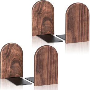 2Pairs Book Ends Hold Heavy Books Wood Bookends for Heavy Books Heavy Duty Walnut Book Ends for Men Wood Bookends for Office Desk Non-Skid