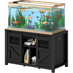 YITAHOME 120 Gallon Fish Tank Stand with Power Outlets, Heavy Duty Large Aquarium Stand with Barn Door, Reptile Tank Turtle Terrariums Table for Fish Tank Accessories Storage,1100LBS Capacity