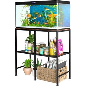 20-29 Gallon Water Tank Fish Tank Stand 31.5In x 15.7In Metal Iron Frame for Insect Tank Pot Plants Load-Bearing 350Lbs+ 2-in-1 Shelf Suitable for A Variety of Furniture Styles Display Art