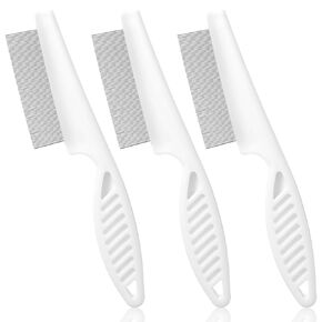 Flea Comb for Dogs and Cats, 3 Pcs Pet Lice Comb Stainless Steel Dog Face Comb Pet Grooming Comb Fine Tooth Grooming Tool for Removing Tear Stains Fleas Dandruff Lice