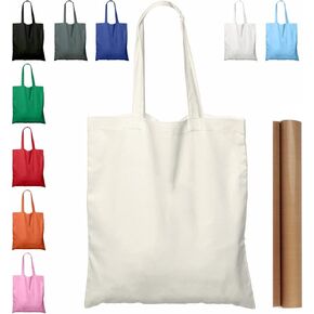 NPBAG 5 | 15 | 25 | 50 Pack 15'' X 16'' Natural Cotton Tote Bags, Lightweight Blank Bulk Cloth bags with 1pc of PTFE Teflon Sheet (5-Pack)