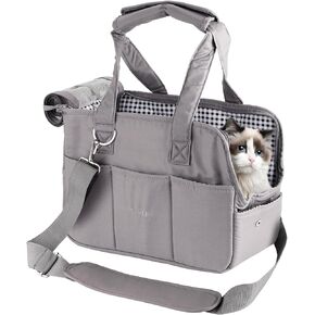 Pet Carrier Bag, Soft Sided Cat Carrier Airline Approved, Dog Carrier for Small Dog with Breathable Mesh & Shoulder Strap, Woman Style Kitten/Puppy Transport Carrier Handbag for Travel/Outdoor