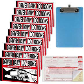 10 Pack Driver Daily Log Book 8.5X 5.5inch Driver's Log Book with 7&8 Day Recap 2-Ply Carbonless Truck Daily Book with Detailed Driver Vehicle Inspection Report & Simplified Recap for Truck Drivers