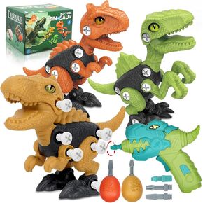 Dinosaur Toys for 3, 4, 5, 6, 7, 8 Year Old Boys, Take Apart Kids Toys with Electric Drill STEM Construction Building Educational Toys, Party Christmas Birthday Gifts for Boys Girls