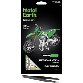 Fascinations Metal Earth Premium Series Kawasaki KX450 Dirt Bike 3D Metal Model Kit Bundle with Tweezers