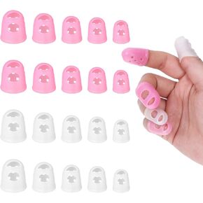 20 Pcs Rubber Finger Tip Guitar Fingertip Protectors Silicone Guitar Finger Guards Finger Grips for Sorting Paper Guitar Chord Presser Silicone Finger Protectors for Stringed Instruments, Sewing