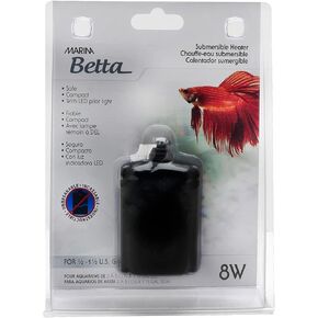 Marina Betta Fish 8W Submersible Heater - For Fish Tank Aquariums up to 1.5 US Gallons (5 L)