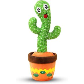 Talking and Dancing Cactus Toy, Mimics Sounds, Plays 120 English Nursery Songs, USB Rechargeable, Soft Plush, LED Lights, Interactive Baby Gift for Boys and Girls