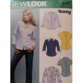 New Look Sewing Pattern 6407 Misses Tops, Size A (10-12-14-16-18-20-22)