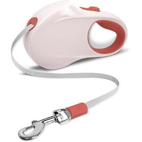QianRuiDa Retractable Dog Leash, 16ft Heavy Duty Nylon Rope for Walking Small, Medium, Large Dogs Up to 88lbs, 360°Tangle Free, with No-Slip Ergonomic Handle, One-Handed Lock (Pink)