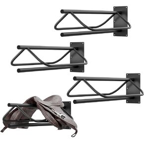 4 Pcs Saddle Rack, Wall Mount Saddle Stand, Heavy Duty Saddle Stand, Saddle Pad Rack for English Western Saddles, Black