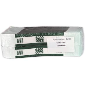 Huron Currency Money Band Wrappers $200 Green (1000 pcs)