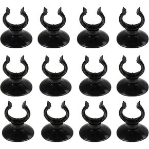 AQUANEAT 12 Pack Aquarium Suction Cup Clip Black, for Aquarium Heater, Tubing Hose, Plant, Decoration, Fish Tank (Black 3/4")