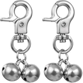 Bell for Dog Collar, 2 Pcs Silver Cat Collar Bell with Snap Clips Small Pet Training Charm Pendants Dog Collar Accessories for Pet Dog Cat Necklace Collar DIY Keychains Crafts