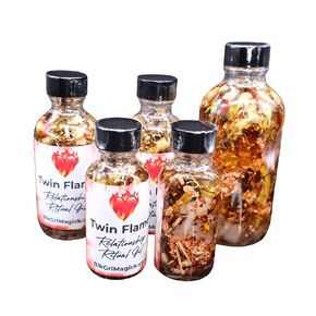BlkGrlMagick Twin Flame Relationship Ritual Oil for Love Attraction, Soulmate Manifestation Rituals, Marriage, Communication, Attract Life Partner, Handmade, Rose Quartz and Jasmine (1oz, Dropper)