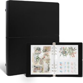 Sticker Organizer Binder Sticker Storage Book Collecting Album with Pockets A5 Reusable Sticker Binder Album for Collecting Stickers Hard Cover Sticker Collection Holder Keeper Book (BLACK)