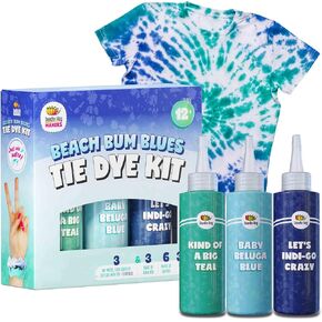 DOODLE HOG Blue Colors in Beach Bum Blue Tie Dye Kit, DIY Tie Dye Kit for Kids, Clothing Dye Supplies, Tie Dye Kits for Adults, 9 Full Bottles