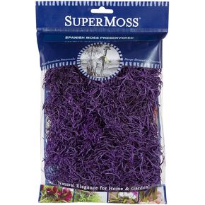 SuperMoss Spanish Preserved Natural, Long-Lasting Decorative Moss for Floral Arrangements, Crafts, and Garden Décor, Purple 80 Cubic Inches