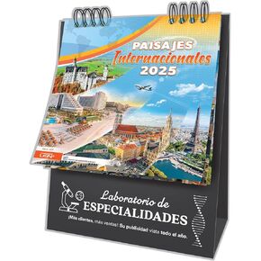 2025 CALENDAR WITH WIRE-O, BLACK VINYL BASE: INTERNATIONAL LANDSCAPES