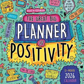 Great Big Planner of Positivity 2026 Wall Planner, 17-Months Calendar Planner: August 2025 - December 2026, 12" x 12"