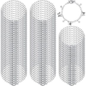 80 Pcs Chain Bracelets Link Bracelet Chains with OT Toggle Clasps Bulk Charm Bracelets for Women Alloy Round Link Bracelet Connectors Minimalist Jewelry Making Chain(Silver)