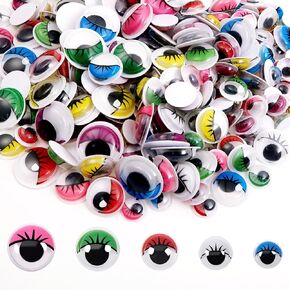 TOOB 500PCS عيون googly لاصق ذاتي للحرف من 6 مم إلى 15 مم من أعين المناخ مع رموش ألوان متنوعة وعينين ملصقات الحجم للفنون DIY زخرفة سكرابوكينغ