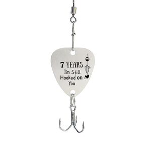 Seven Years Wedding Gifts 7 Years I'm Still Hooked On You Stainless Steel Fishing Lure Anniversary Present for Husband Wife Anniversary Keepsake
