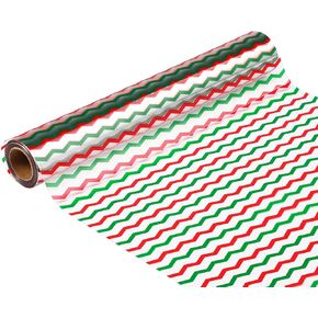 100ft Christmas Cellophane Wrap Roll Red & Green Stripes Cellophane to Wrap Gift Basket,Bags, Treat, Wine, Party Decoration. (100ft Long x 16" Wide x 2.5Mil)