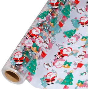 100ft Christmas Cellophane Wrap Roll - Xmas Cellophane Wrap for Christmas to Wrap Gift Basket, Treat, Wine, Party Decoration. (100ft Long x 16" Wide x 2.5Mil)