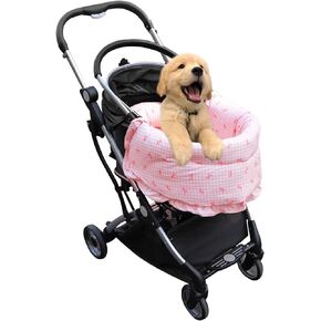 Pet Stroller Mat,Dog Stroller Pet Bed Mat,Pet Stroller Edge Cushion,Pink Bow Style,Pure Cotton,Stroller Guard,Pet Stroller Dirt Cover,Not Including Strollers、Comforter(36"×18.5")