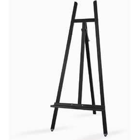 A - Frame Wooden Display Easel - Adjustable Lyre Beechwood Studio Easel Stand Holding Canvas Up to 90", Inclinable Artist Floor Painting Easel for Artwork Painting, Black