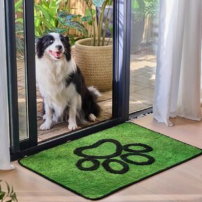 Qeils Dog Door Mat for Muddy Paws, Absorbent Dirt Trapper Non-Slip Washable Mat, Mud Mat for Dogs, Entry Indoor Door Mat for Inside Floor (30x 20)