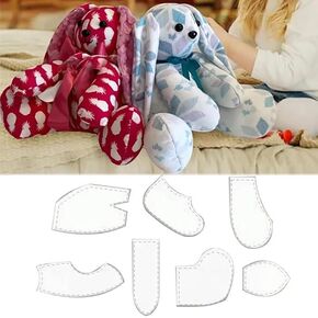 Memory Bunny Template Ruler Set, 7PCS Memory Bunny Sewing Patterns Template with Instruction, Acrylic Quilting Template Cutting Set for Sewing Bunny Pattern Template Home Sewing Art Craft (12 inch)