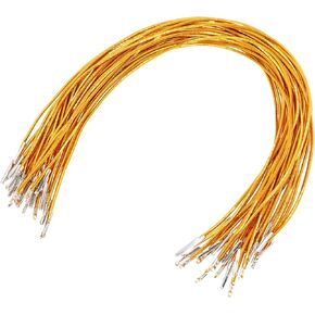 ONLYKXY 30pcs Glitter Elastic Cords with Metal Ends Soft Stretch Band Mask Lanyard Loop Craft Round Rope Thread String Extender Strap for Mask Making Book Binding Hanging DIY Party Hat Menus (Gold)