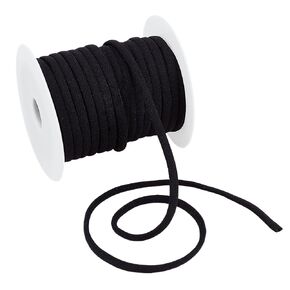 BENECREAT 21 Yards Elastic Cord, 5mm Black Polyester Stretchy String for Hair Ties, Headbands, Stretchy Cord for Sewing, Crafts and Art Projects DIY