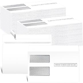 50 PCS ضريبة نموذج الأظرف لـ 1099 MISC ، 1099 -R & Div - int نماذج 2025 مظاريف ضريبة على النافذة المزدوجة الأمنية المظلات المغلقة ذاتيا مصممة ل Quickbooks أو برنامج الضريبة 5/8 بوصة × 9 بوصة