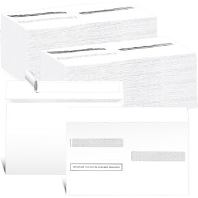 50 PC W2 Envelopes 2025 Double Window Self Sealed Tax Security Envelopes for W2 Forms 4-up V1 Quadrant Format (9-1/4" X 5-5/8")