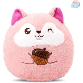 WEWILL 12-Inch Pink Squirrel Plush Pillow, Soft and Huggable Toy, for Kids, Home Decor