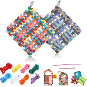 Gugxiom Weaving Kit, Pot Holder Kit for Kids, Potholder Loom, Crochet Kit for Beginners, Potholder Loops Crafts Ideal Gifts for Girls Ages 6 7 8 9 10 11 12