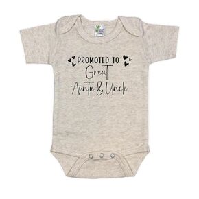 Promoted to Great Auntie and Uncle Pregnancy Announcement Infant Bodysuit - Surprise Gift For Aunt, Uncle, Sister, and Brother (White)