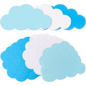 MixTeach 120 Pieces Cloud Cutouts White and Blue Paper Cloud Shapes Cardstock Die Cut 4 Inch Paper Cloud Classroom Decoration for Bulletin Board, Party Wall Decoration, School Craft Projects