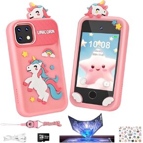 Kids Smart Cell Phone Toys with Dual Camera, 2.8" Touchscreen, Music Player, 16GB SD Card, Mini Phone for Kids, Christmas Kids Toys 3 4 5 6 7 8 9 10 12 Year Old Girl Birthday Gifts Ideas