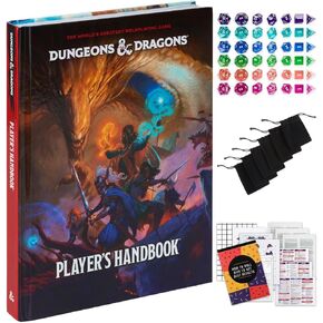 Dungeons and Dragons 2024 Player's Handbook Bundled with DND 6 Dice Sets, Flannel Bags, Complete Printable Kit - Core Rulebook with D&D Starter Set Accessory - Tabletop Board Game