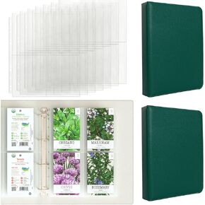 Binder منظم تخزين البذور (2 عبوة) ، 400 منظم حزم البذور ، واقيات صوفيات الموثق الصافية ، وتخزين 4 حلقات شاقة لبطاقات الحدائق المعدنية المقتنيات-واقيات الصفائح الواضحة 11.5 "× 8.7"