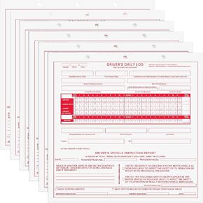 5 Pack Mid Size Driver Daily Log 8.5" x 8.25" Driver's Log Book Loose Leaf Format with Detailed Driver Vehicle Inspection Report Recap 2 Ply with Carbon for Drivers