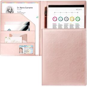 Toplive Padfolio Portfolio Organizer Binder ، A4 Portfolio Folder Faux Leather Portfolio ، استئناف Padfolio مع حامل الحرف Notepad & Card ، محفظة أعمال للنساء ، Rose Gold