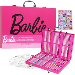 Barbie Colored Pencils Art Supplies Kids Set 130+ Pcs Coloring Markers Girls Drawing Pencils Supplies Travel Case with Crayons Felt Tips Arts and Crafts for Kids 4-12